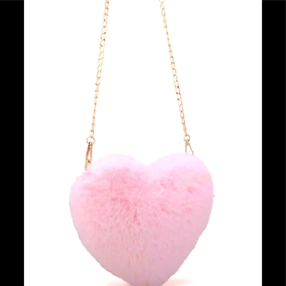 Heart shaped faux fur crossbody